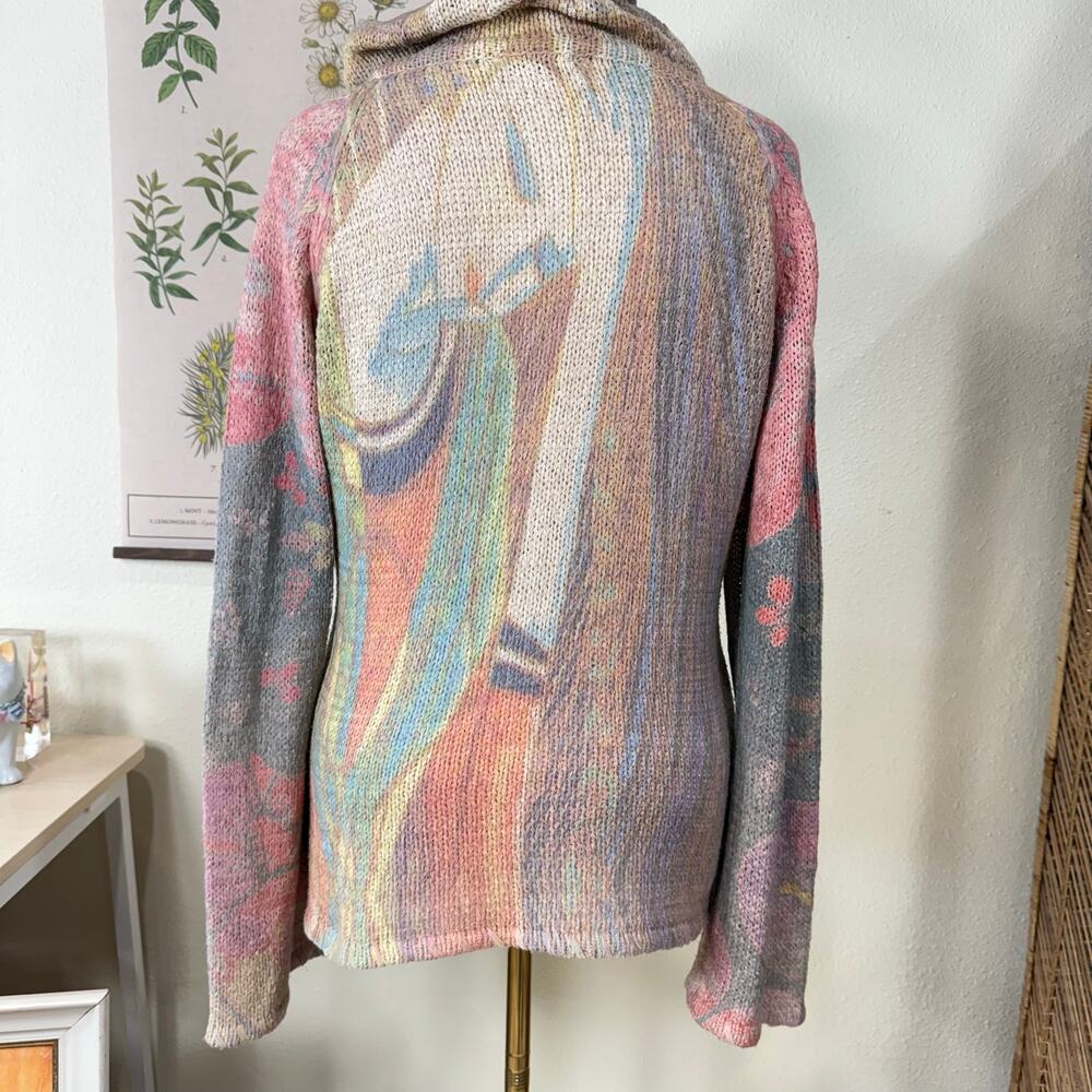 90s Y2k Knit Full Zip Hoodie Jacket Fairy Grunge Boho Coastal Cowgirl Hippie L - Picture 8 of 10